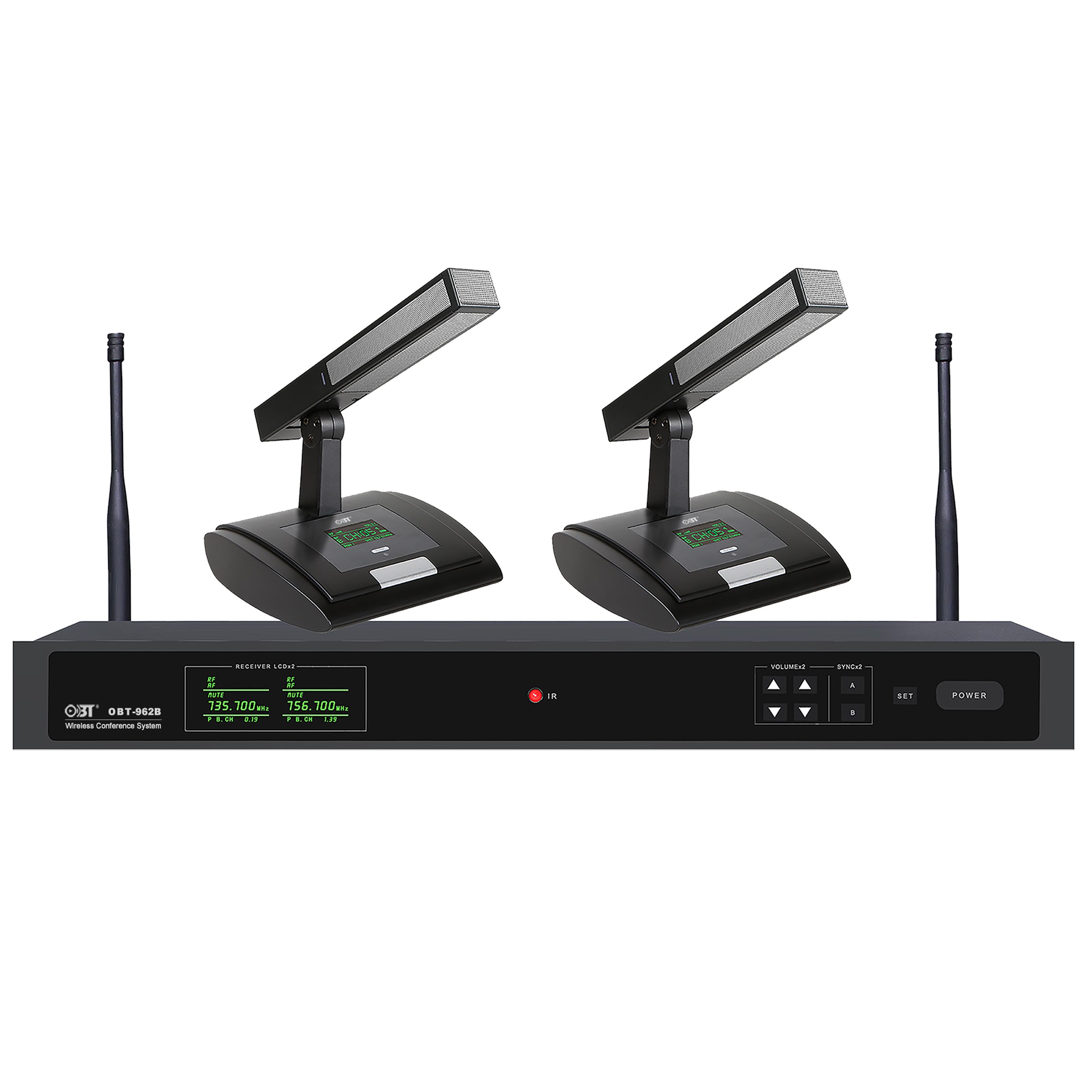 U段線會(huì)議系統(tǒng)一拖二無線話筒套餐 OBT-962B